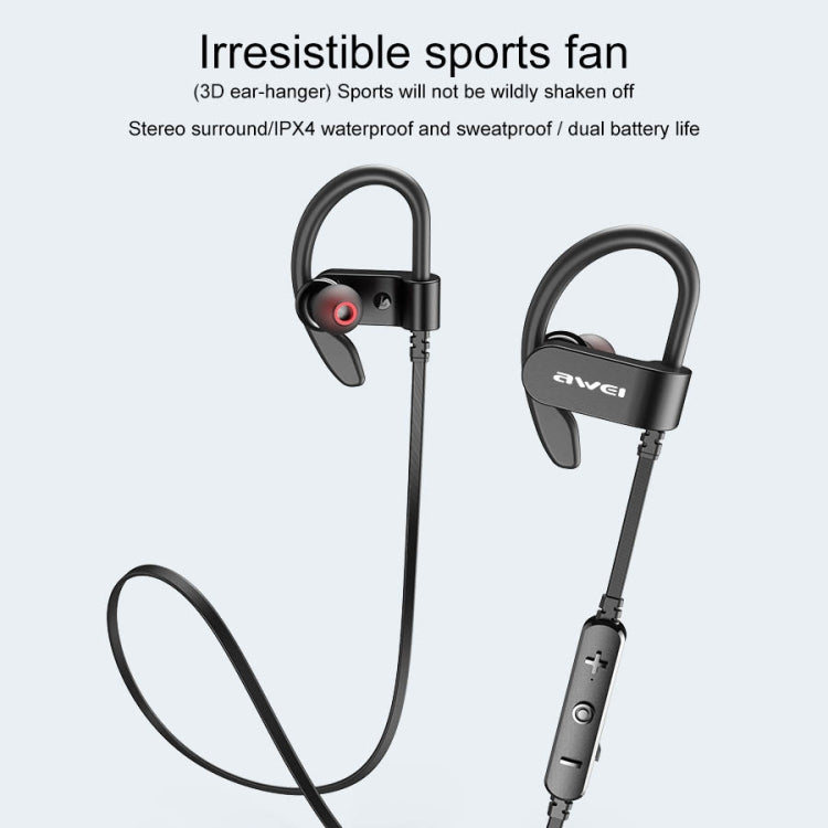 awei WT50 IPX4 Waterproof Ear-mounted Wireless Bluetooth Earphone with Microphone