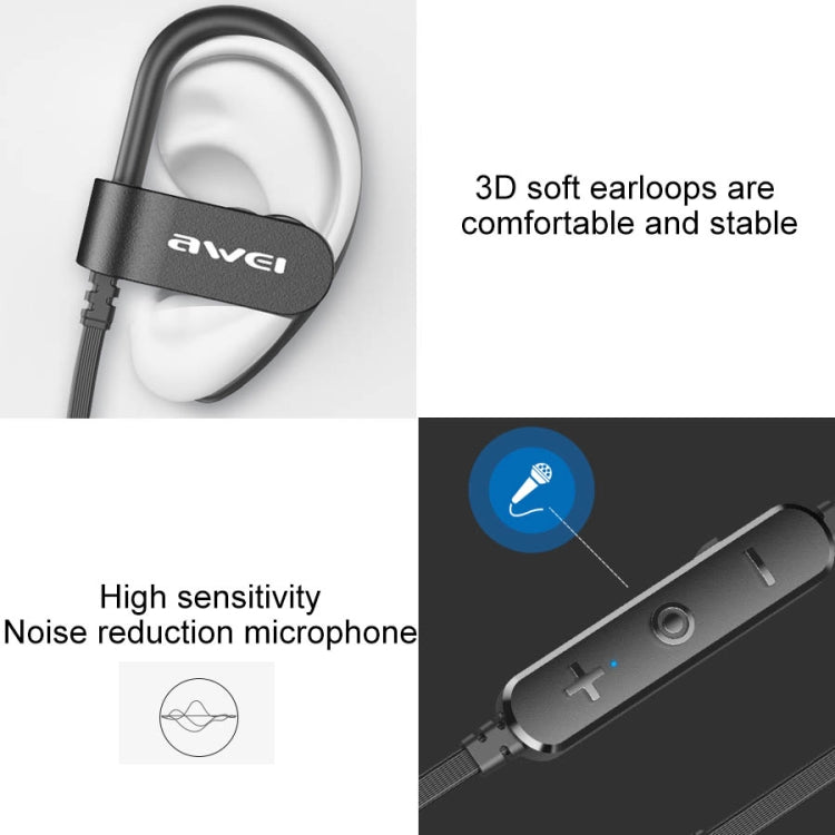 awei WT50 IPX4 Waterproof Ear-mounted Wireless Bluetooth Earphone with Microphone