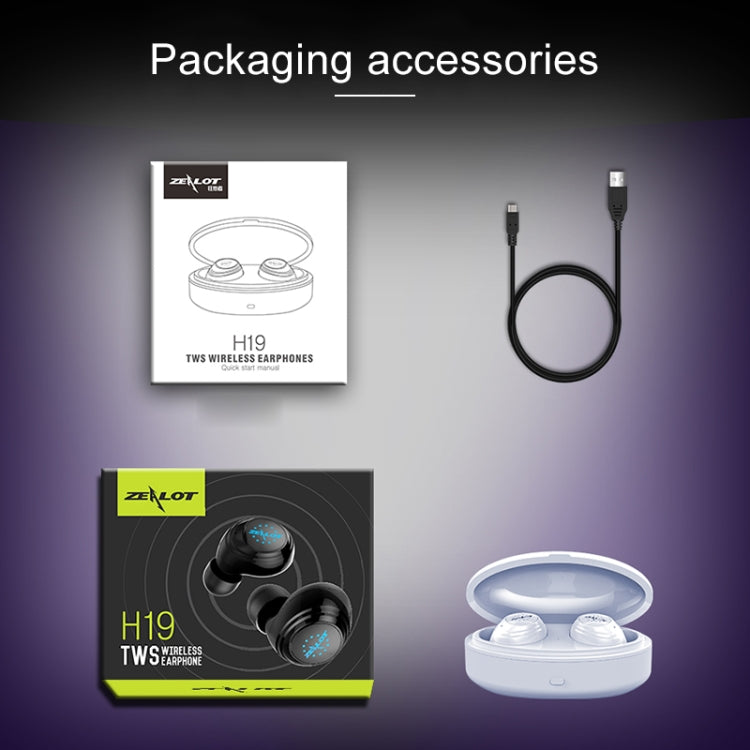 ZEALOT H19 TWS Bluetooth 5.0 Touch Wireless Bluetooth Earphone with Magnetic Charging Box, Support HD Call & Bluetooth Automatic Connection