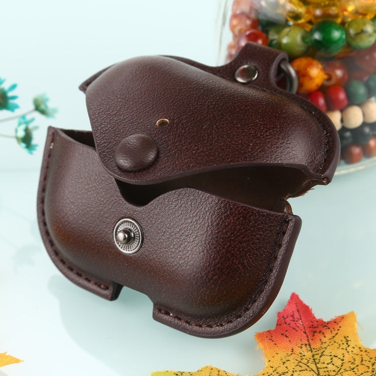 For AirPods Pro Litchi Texture PU Leather Earphone Protective Case with Hook