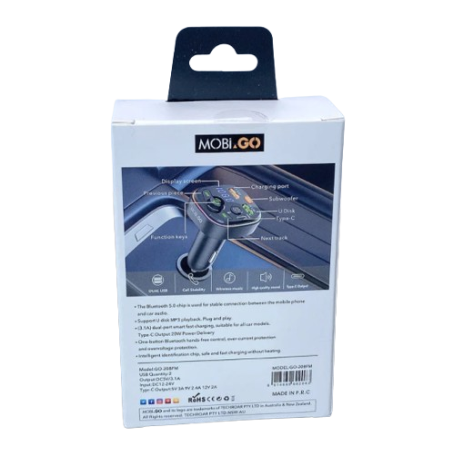 Mobigo PD 20W FM MP3 Car Charger 9eight5
