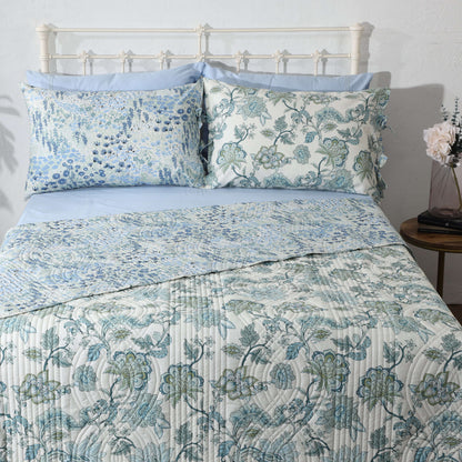 PERCALE REVERSIBLE QUILT SET - JACOBEAN WINDFLOWER Whites of London NZ