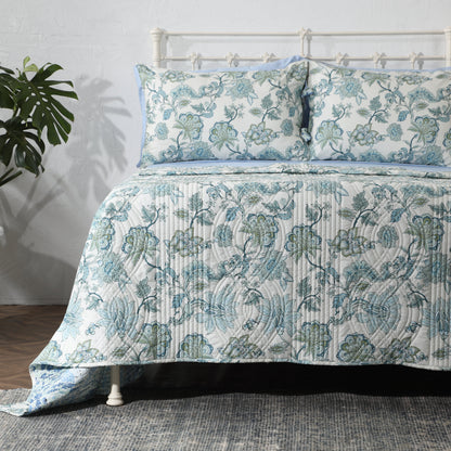 PERCALE REVERSIBLE QUILT SET - JACOBEAN WINDFLOWER Whites of London NZ