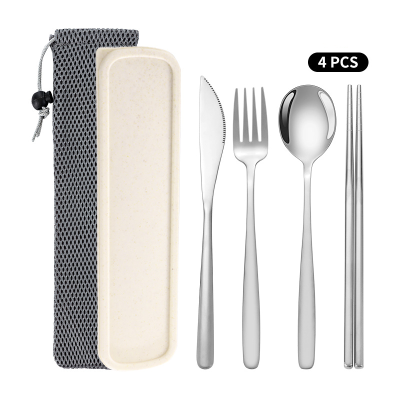 Korean Style Stainless Steel Outdoor Cutlery Set with Storage Box or Bag ECOTREK