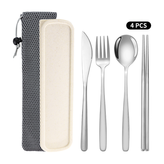 Korean Style Stainless Steel Outdoor Cutlery Set with Storage Box or Bag ECOTREK