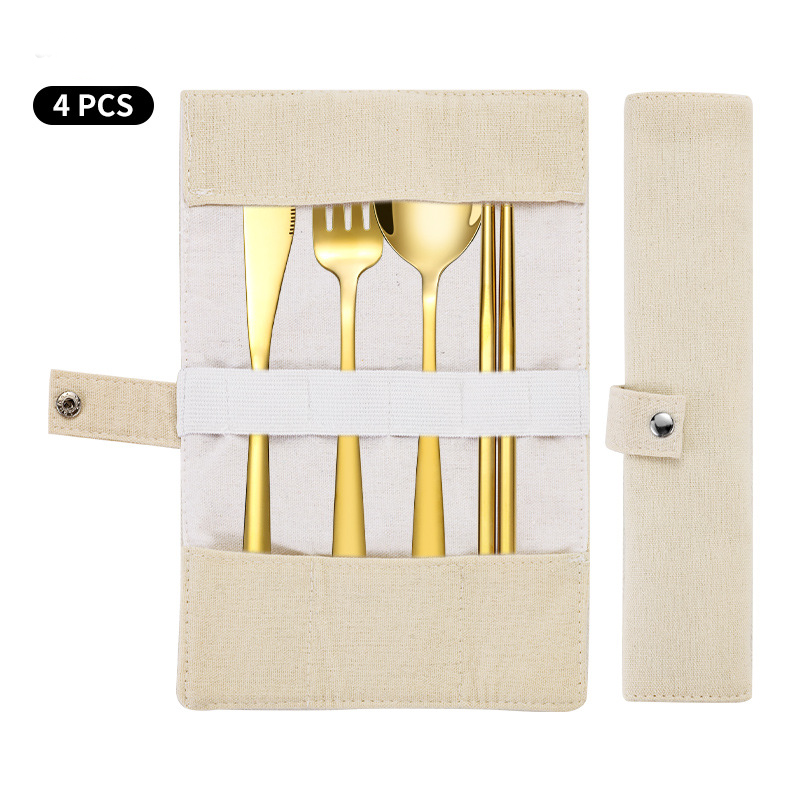 Korean Style Stainless Steel Outdoor Cutlery Set with Storage Box or Bag ECOTREK