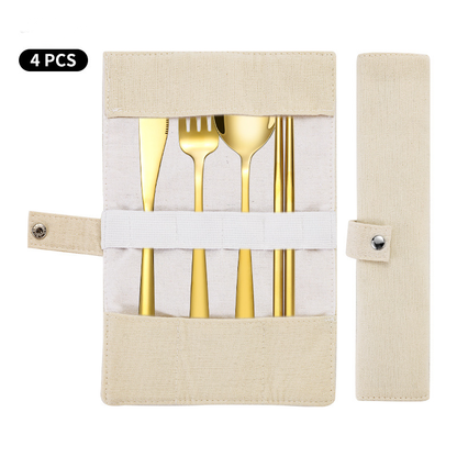 Korean Style Stainless Steel Outdoor Cutlery Set with Storage Box or Bag ECOTREK