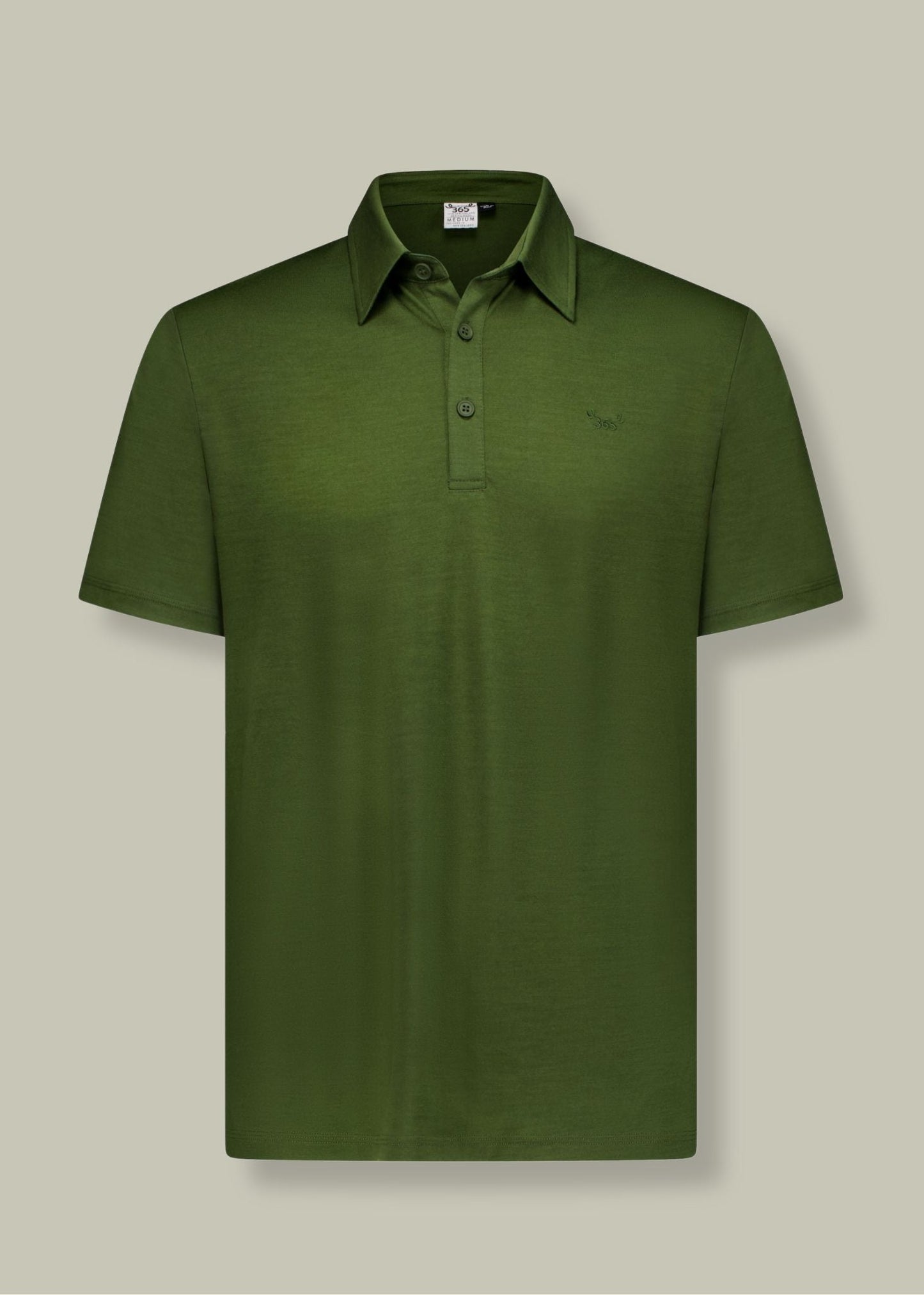 Men's Polo - 100% Merino Wool, Khaki Green Merino 365 NZ