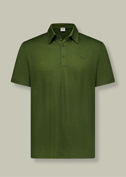 Men's Polo - 100% Merino Wool, Khaki Green Merino 365 NZ