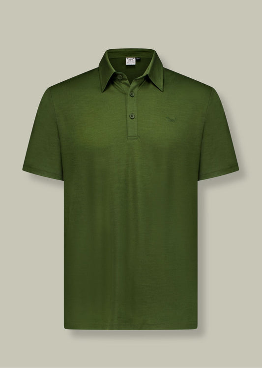 Men's Polo - 100% Merino Wool, Khaki Green Merino 365 NZ