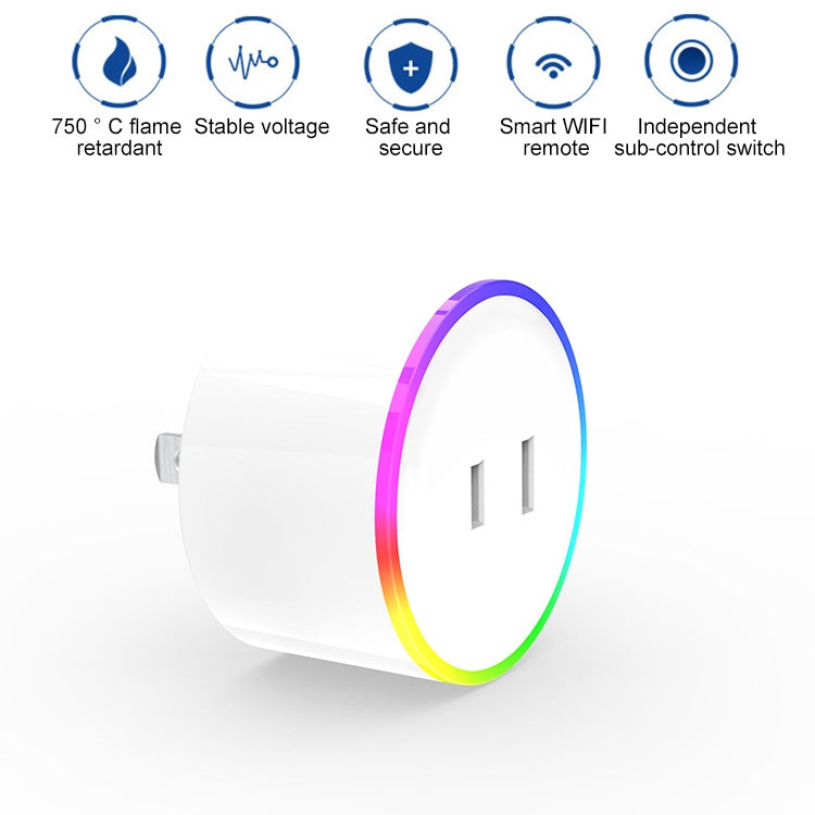 10A RGB Scene Light WiFi Remote Control Smart Socket Works with Alexa & Google Home & IFTTT, AC 100-240V, JP Plug
