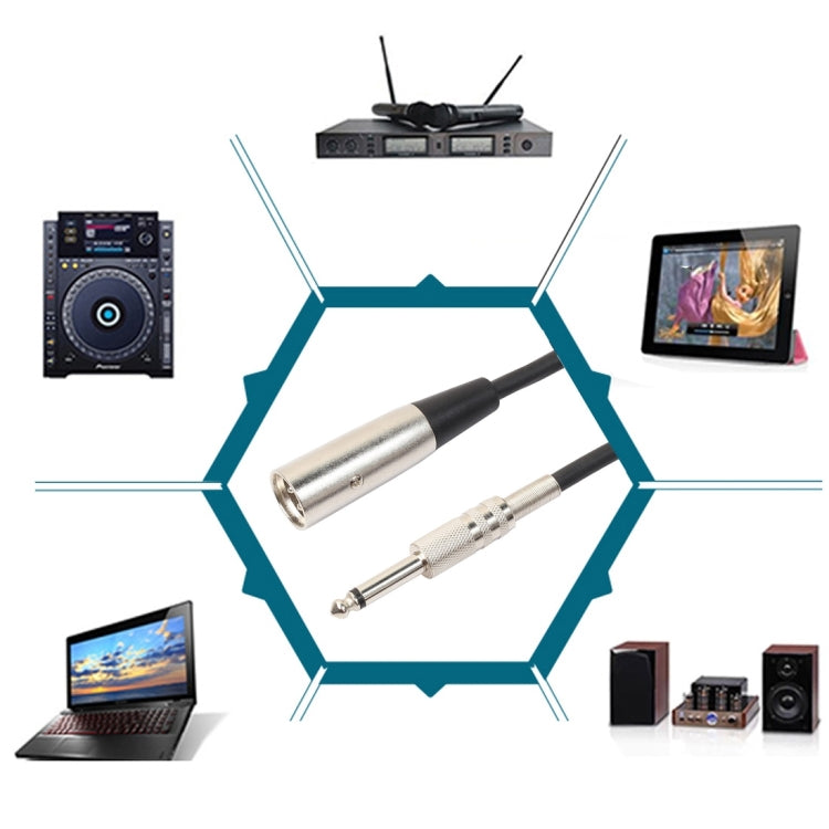 3-Pin Male to 1/4 inch (6.35mm) Mono Shielded Microphone Audio Cord Cable