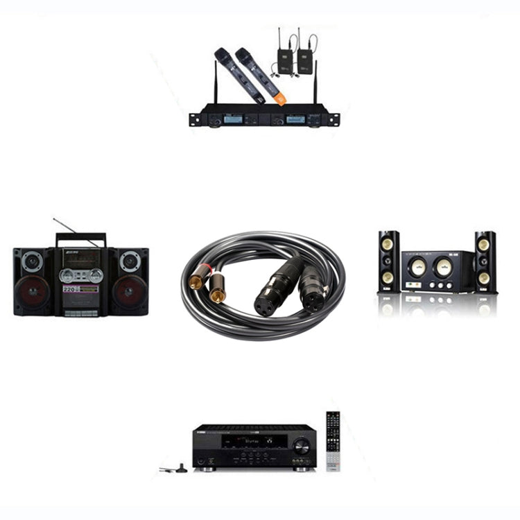 366120-15 2 RCA Male to 2 XLR 3 Pin Female Audio Cable, Length: 1.5m