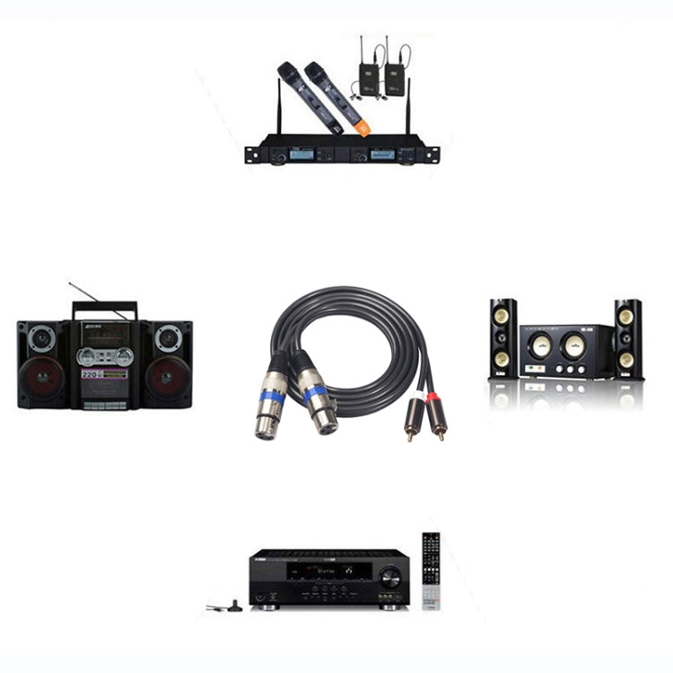 366156-15 2 RCA Male to 2 XLR 3 Pin Female Audio Cable, Length: 1.5m