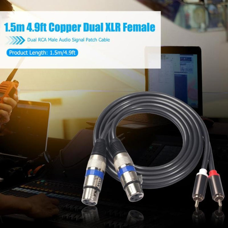 366156-15 2 RCA Male to 2 XLR 3 Pin Female Audio Cable, Length: 1.5m