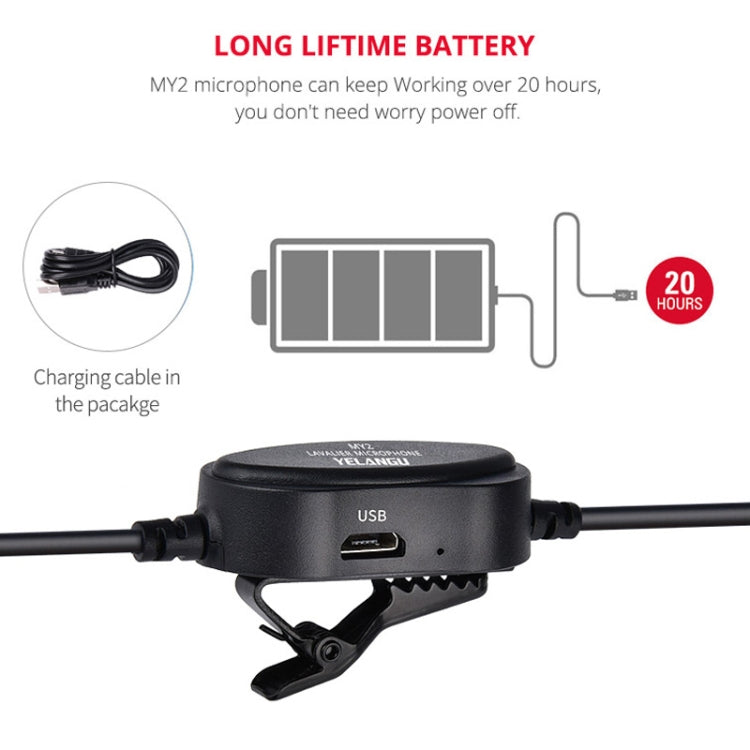 YELANGU YLG9926B MY2 Mini Lavalier Microphone for Mobile Phones / Tablets /  Digital Cameras