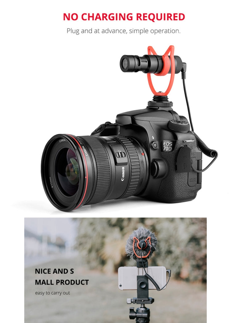 YELANGU MIC10 YLG9920A Professional Interview Condenser Video Shotgun Microphone with 3.5mm Audio Cable for DSLR & DV Camcorder