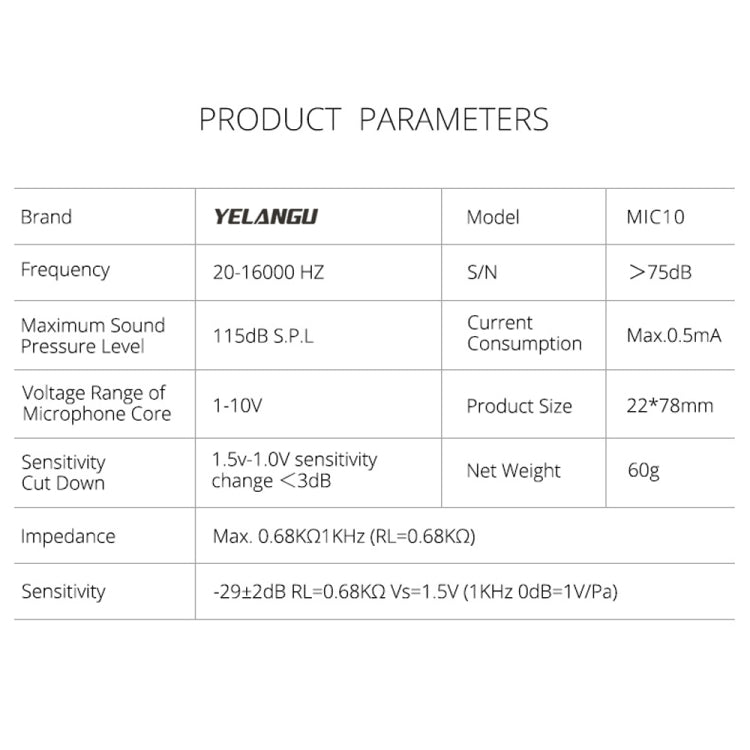 YELANGU MIC10 YLG9920A Professional Interview Condenser Video Shotgun Microphone with 3.5mm Audio Cable for DSLR & DV Camcorder