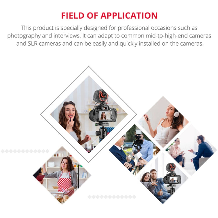 YELANGU MIC10 YLG9920A Professional Interview Condenser Video Shotgun Microphone with 3.5mm Audio Cable for DSLR & DV Camcorder