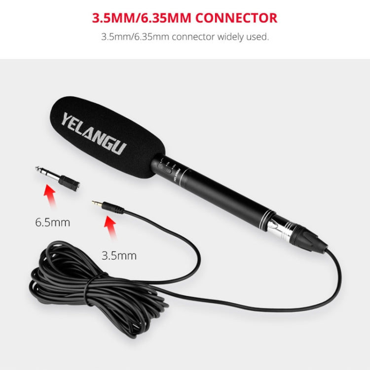 YELANGU YLG9933A MIC07 Professional Interview Condenser Video Shotgun Microphone with 6.5mm Audio Adapter & 3.5mm RXL Audio Cable