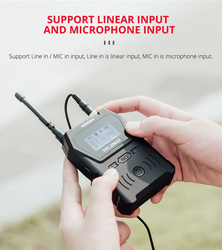 YELANGU YLG9929B MX4 Dual-Channel 100CH UHF Wireless Microphone System with 2 Transmitters and Receiver for DSLR Cameras and Video Cameras