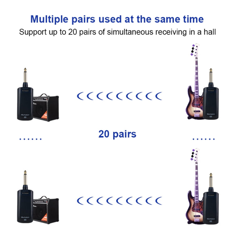 Measy AU688-U 20 Channels Wireless Guitar System Rechargeable Musical Instrument Transmitter Receiver