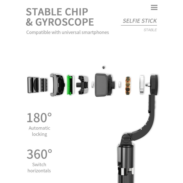 L08 Adjustable Gimbal Stabilize Bluetooth Self-timer Pole Tripod Selfie Stick