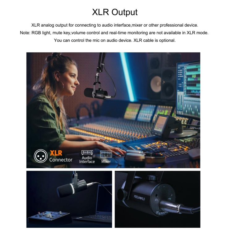 FEELWORLD PM1 XLR/USB Dynamic Microphone for Podcasting Recording Gaming Live Streaming