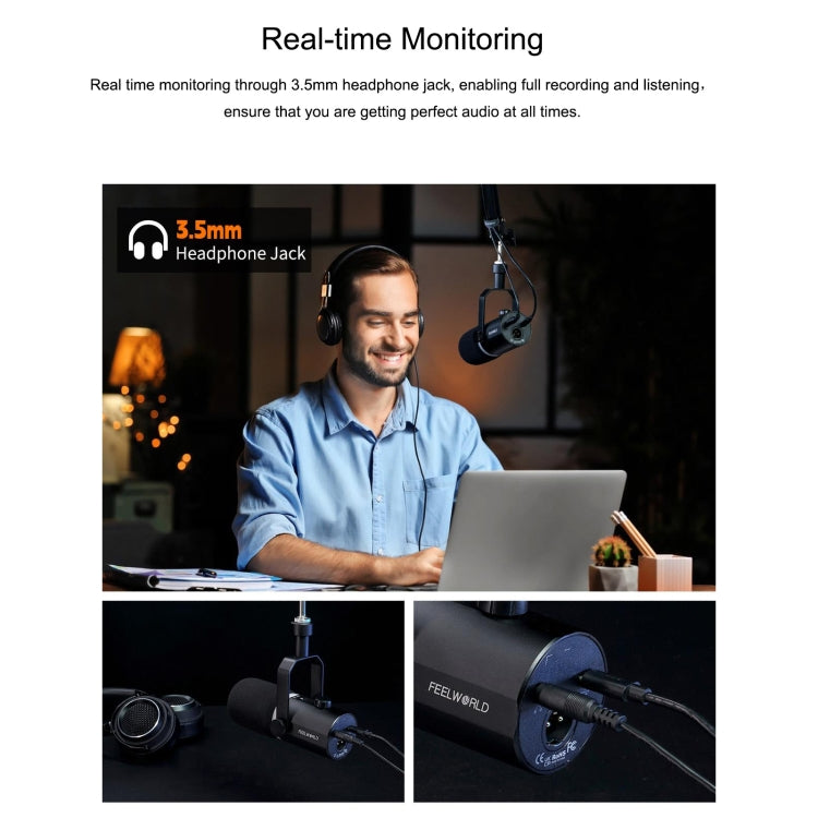 FEELWORLD PM1 XLR/USB Dynamic Microphone for Podcasting Recording Gaming Live Streaming