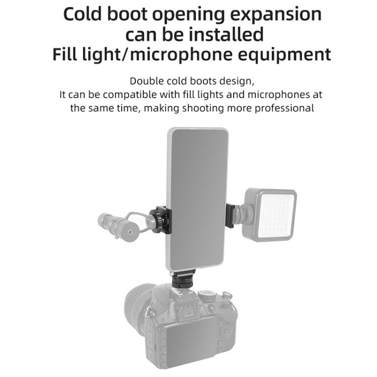 BEXIN PH-01 Desktop Live Broadcast Bracket 360 Phone Clamp Dual Cold Shoes Mount