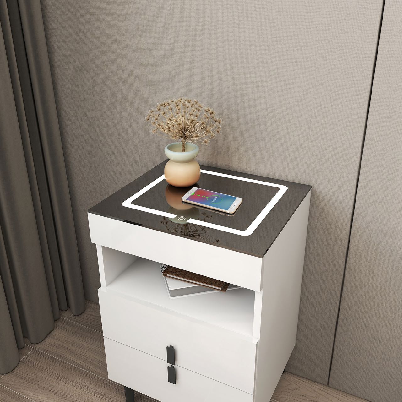 'Nicola' Smart Bedside Table with Intelligent Wireless Charging sue-e furniture