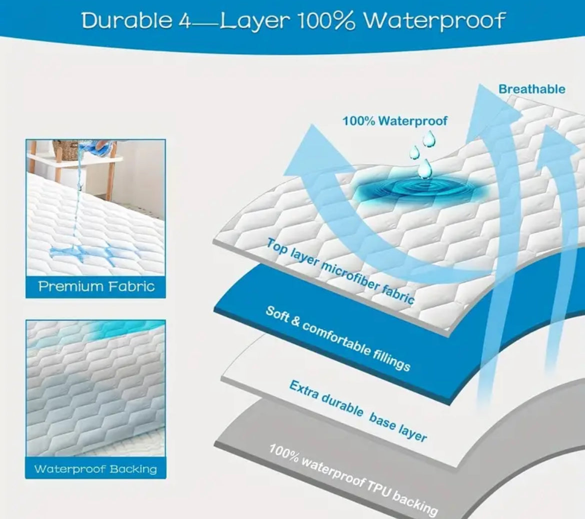 Lux Shield Cotton Waterproof Mattress Protector King size sue-e furniture