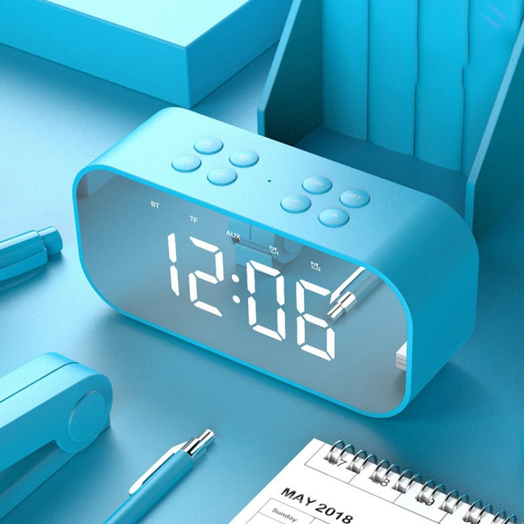 AEC BT501 Bluetooth 5.0 Mini Speaker with LED & Alarm Clock & Clock & Mirror, Support 32G TF Card