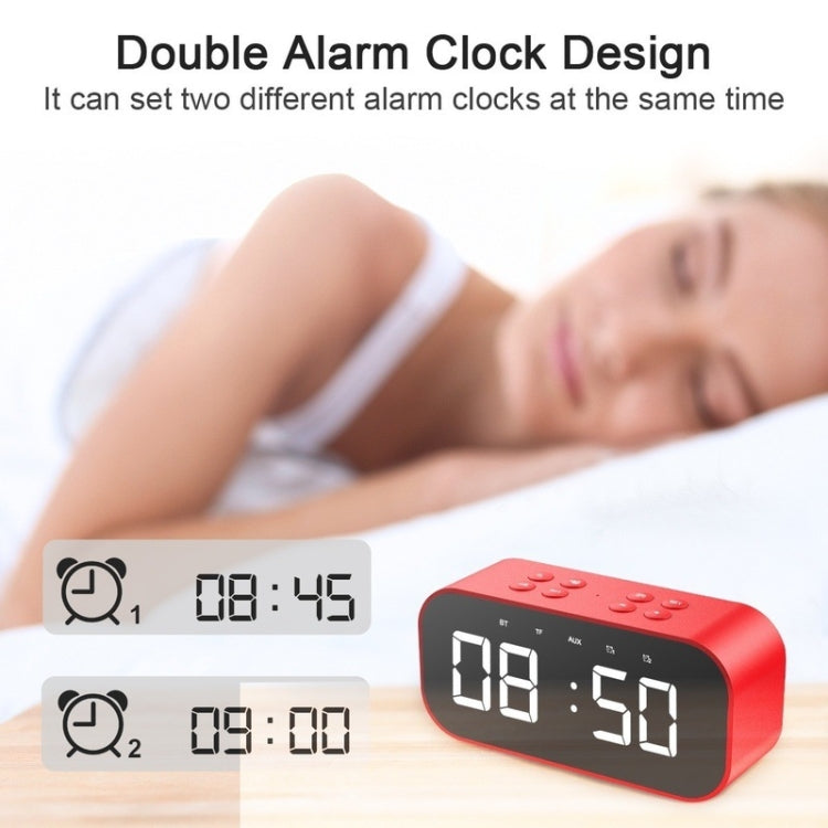 AEC BT501 Bluetooth 5.0 Mini Speaker with LED & Alarm Clock & Clock & Mirror, Support 32G TF Card