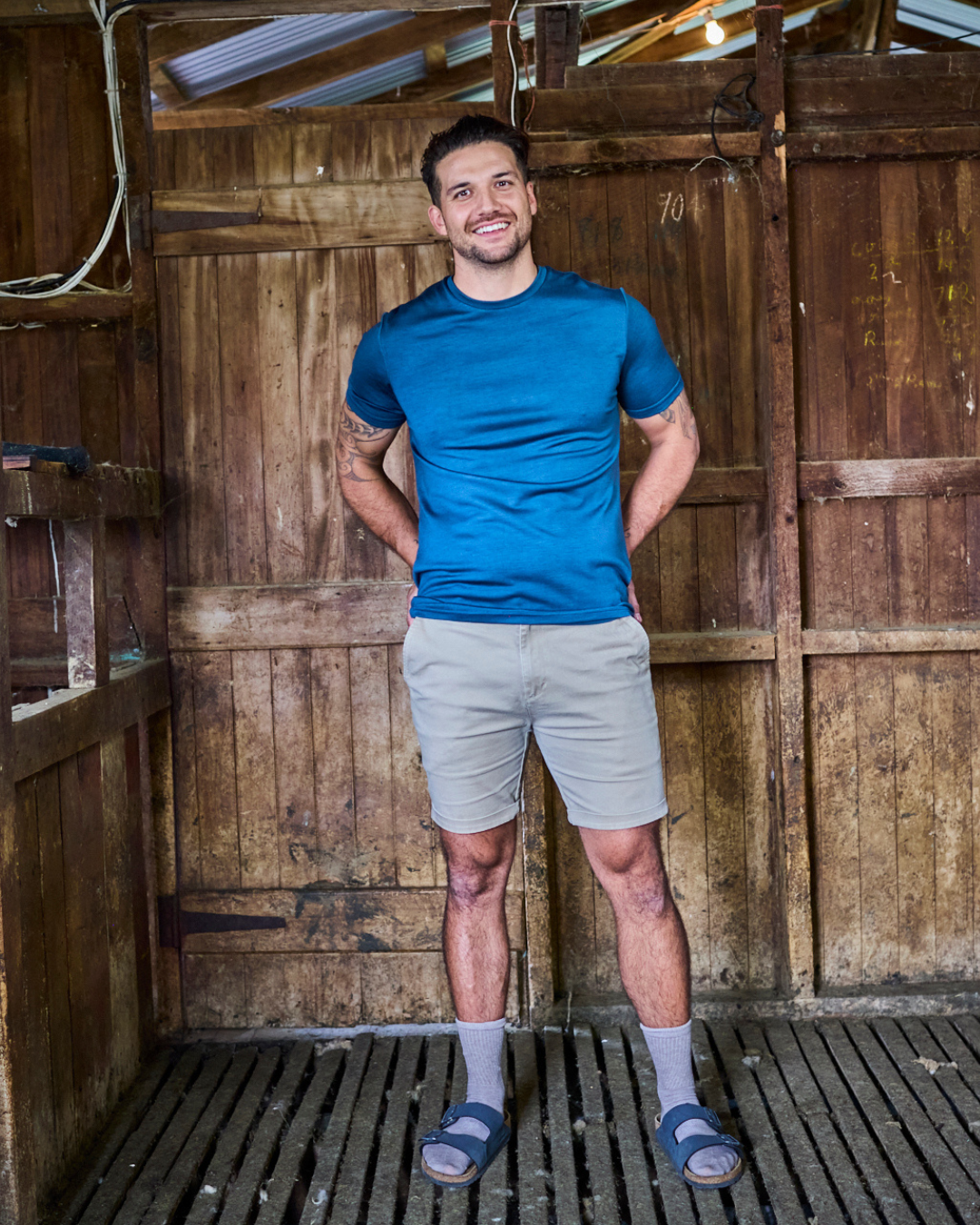 Men's Crew Short Sleeve T-shirt - 100% Merino Wool, Orion Blue Merino 365 NZ