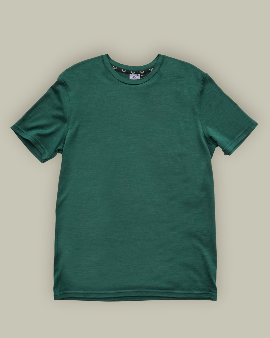 Men's Crew Short Sleeve T-shirt - 100% Merino Wool, Pine Green Merino 365 NZ
