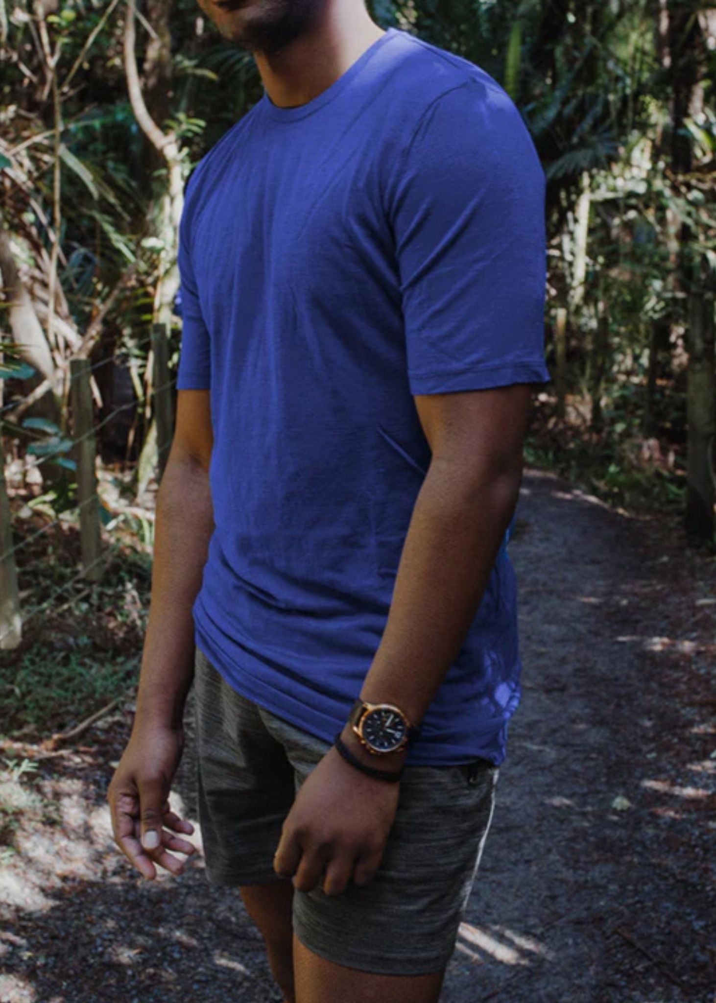 Men’s Crew Short Sleeve T-shirt – Merino Blend 180gsm, Sapphire Blue Merino 365 NZ