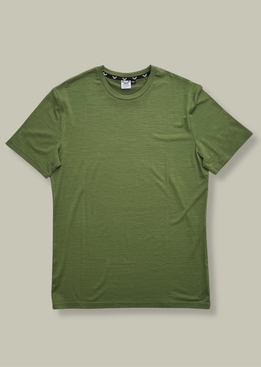 Men’s Crew Short Sleeve T-shirt – Merino Blend 180gsm, Conifer Green Merino 365 NZ