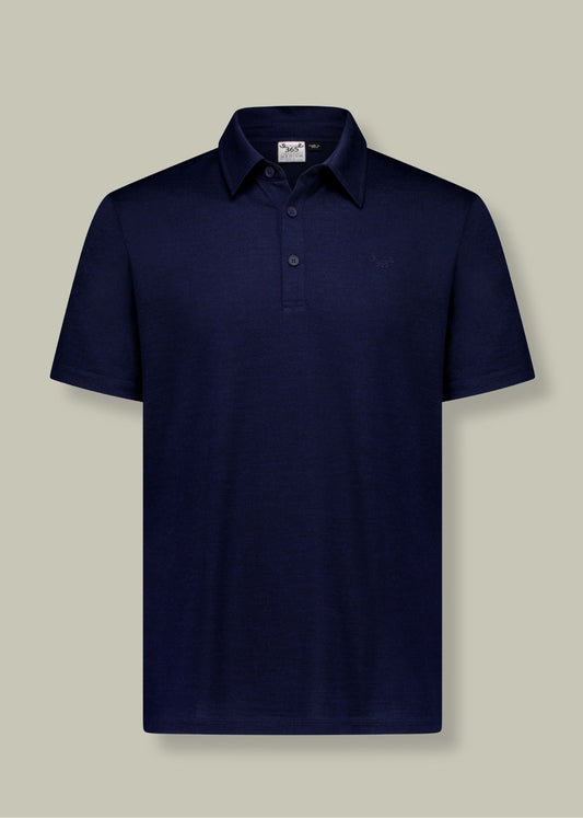 Men's Polo - 100% Merino Wool, Midnight Marle Merino 365 NZ