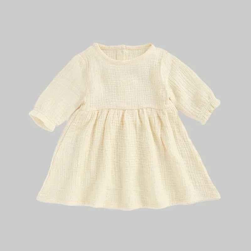 Muslin Full Sleeve Dress - Cream