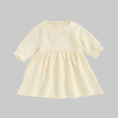 Muslin Full Sleeve Dress - Cream