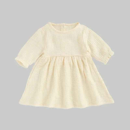 Muslin Full Sleeve Dress - Cream