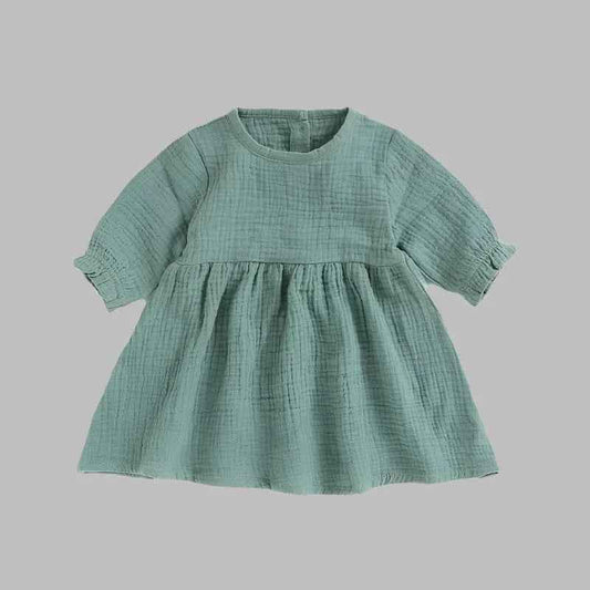 Muslin Full Sleeve Dress - Moss