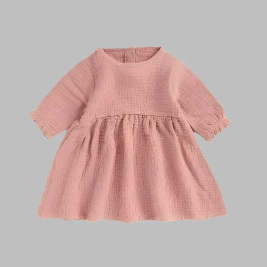 Muslin Full Sleeve Dress - Salmon