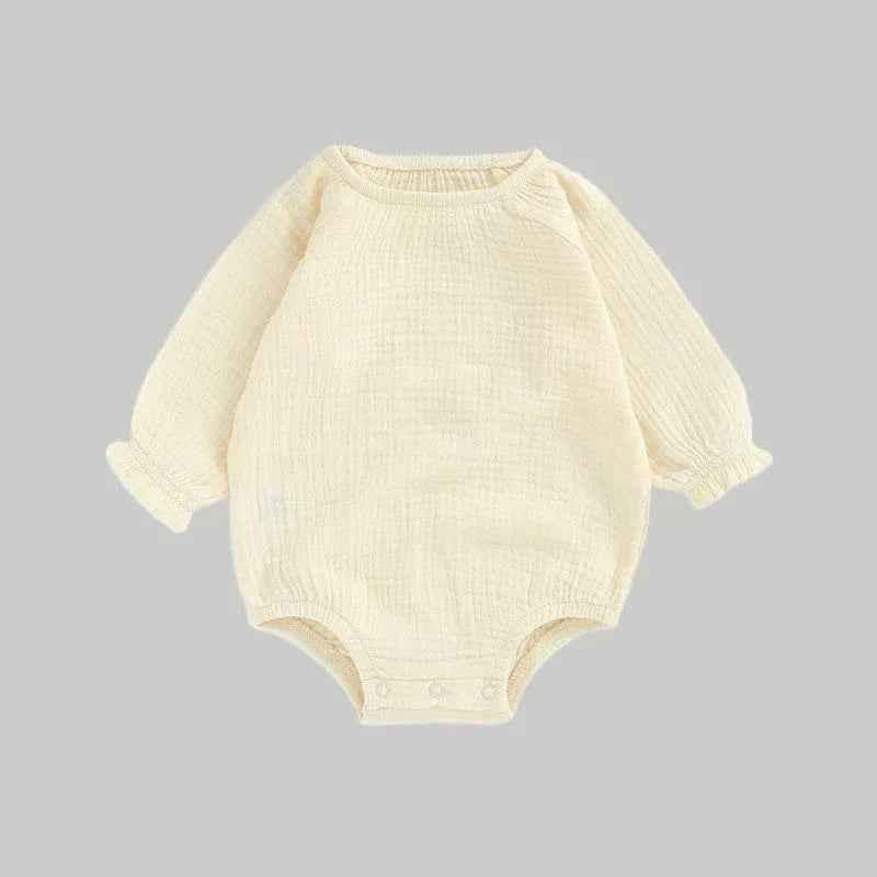 Muslin Full Sleeve Romper - Cream