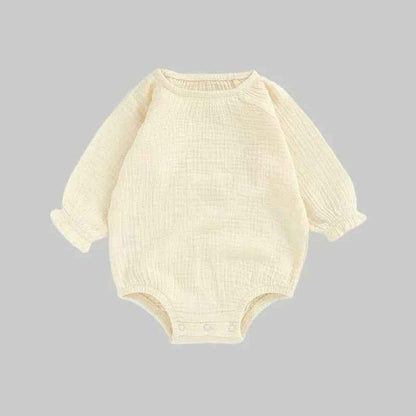 Muslin Full Sleeve Romper - Cream