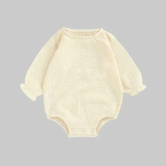 Muslin Full Sleeve Romper - Cream