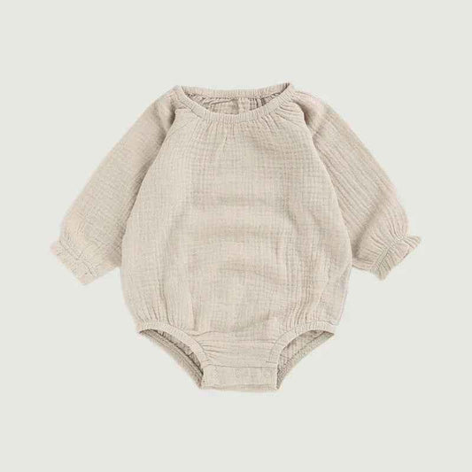 Muslin Full Sleeve Romper - Stone
