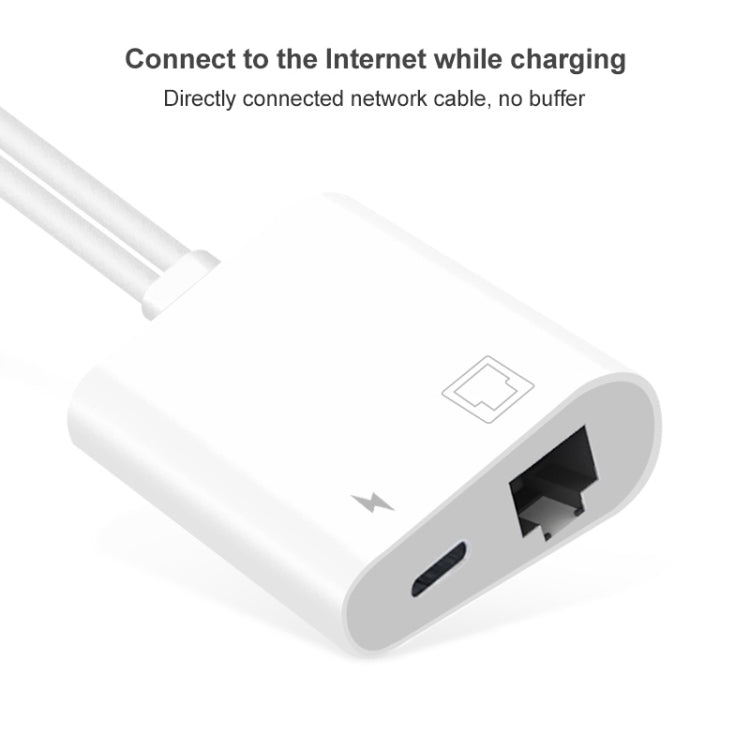NK-1035 Pro 2 in 1 USB-C / Type-C + 8 Pin Male to RJ45 + 8 Pin Charging Female Interface Adapter