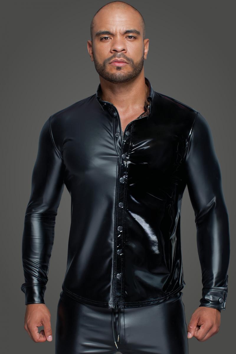 Long-sleeved Powerwetlook & PVC shirt H064- 2XL-0